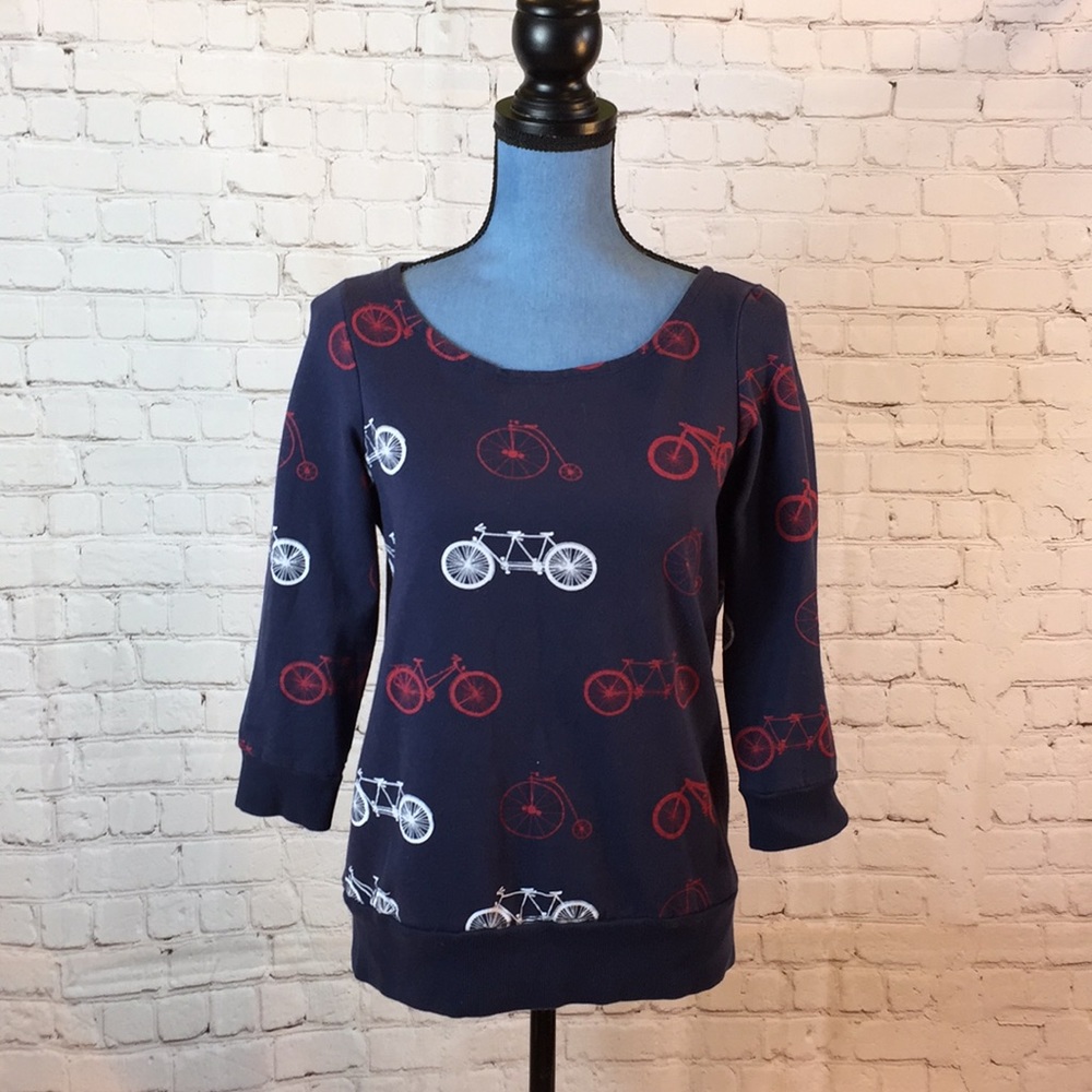 Truly Madly Deeply Sweatshirt Bicycle Design Blue XS